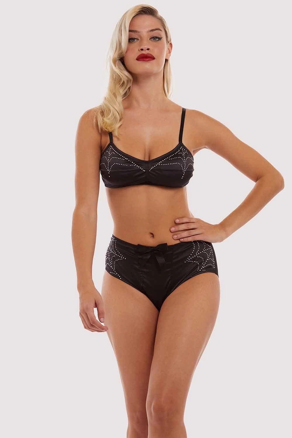 Annabelle Diamante Spiderweb Black High Waist Brief