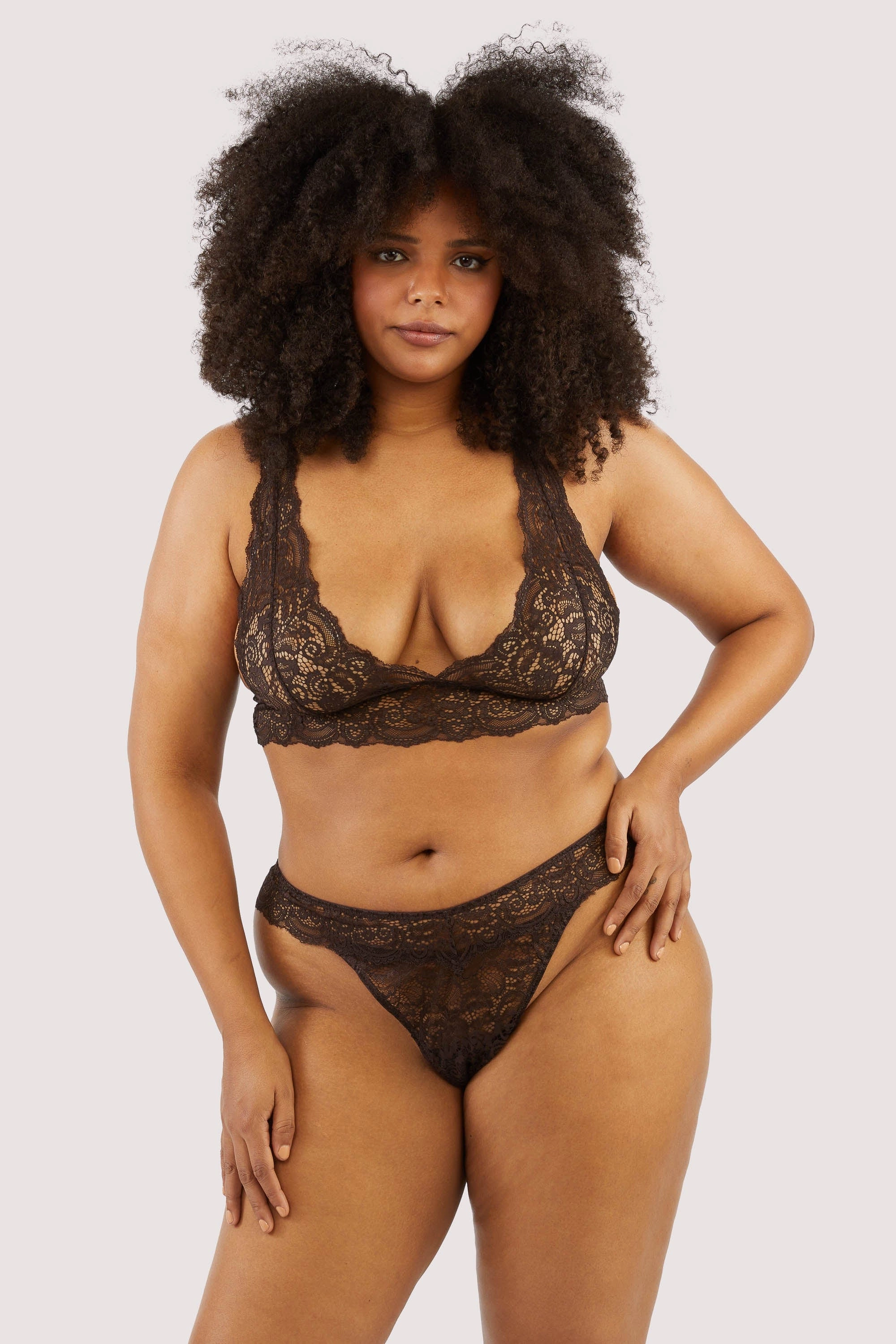 Ariana Coffee Lace Thong
