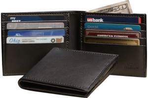 Black Premium Leather 8 Card Slot Bifold Wallet