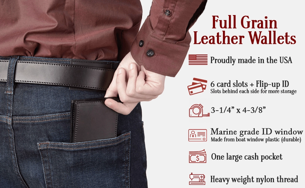 Black Premium Leather Bifold Wallet With Flip Up ID Window