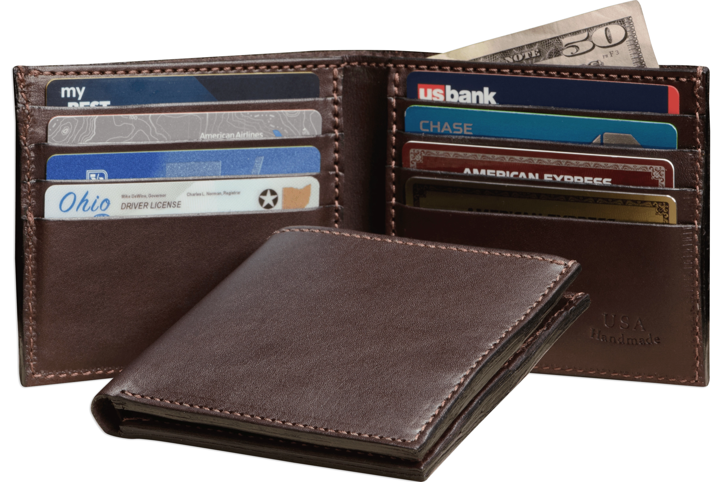 Brown Premium Leather 8 Card Slot Bifold Wallet