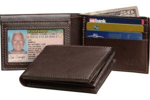 Brown Premium Leather Bifold Wallet With Flip Up ID Window