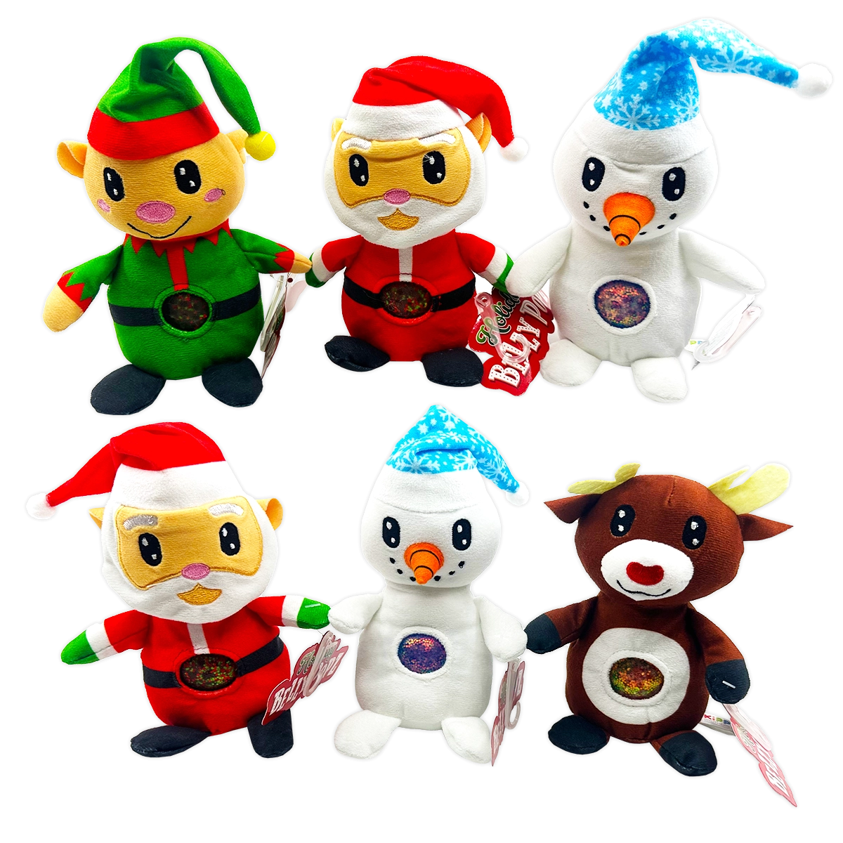 Christmas Belly Popz Plush Toy - 6 Pieces Per Display 24200