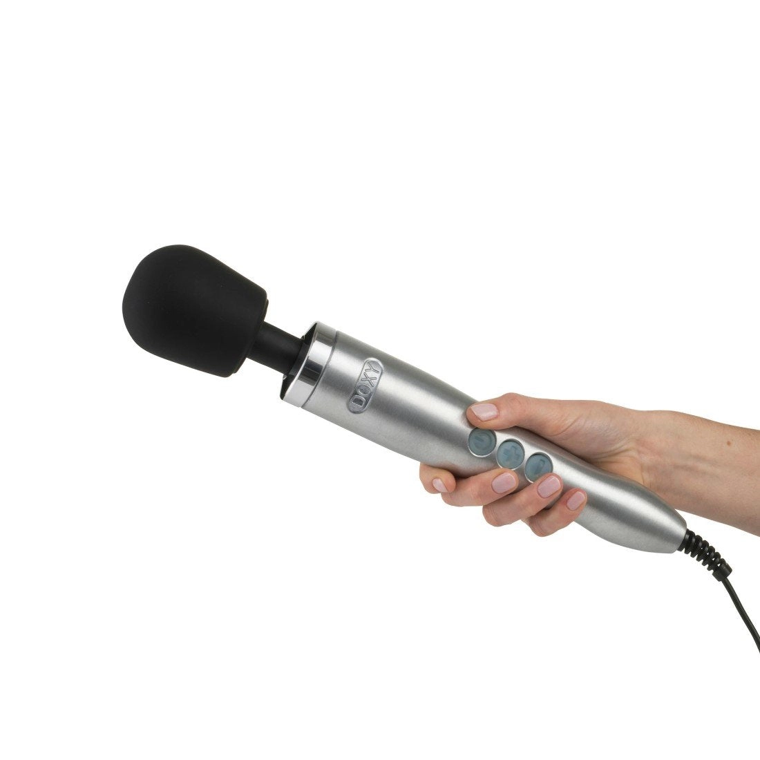 Doxy Diecast Brushed Metal Silver Plug-In Vibrating Wand Massager