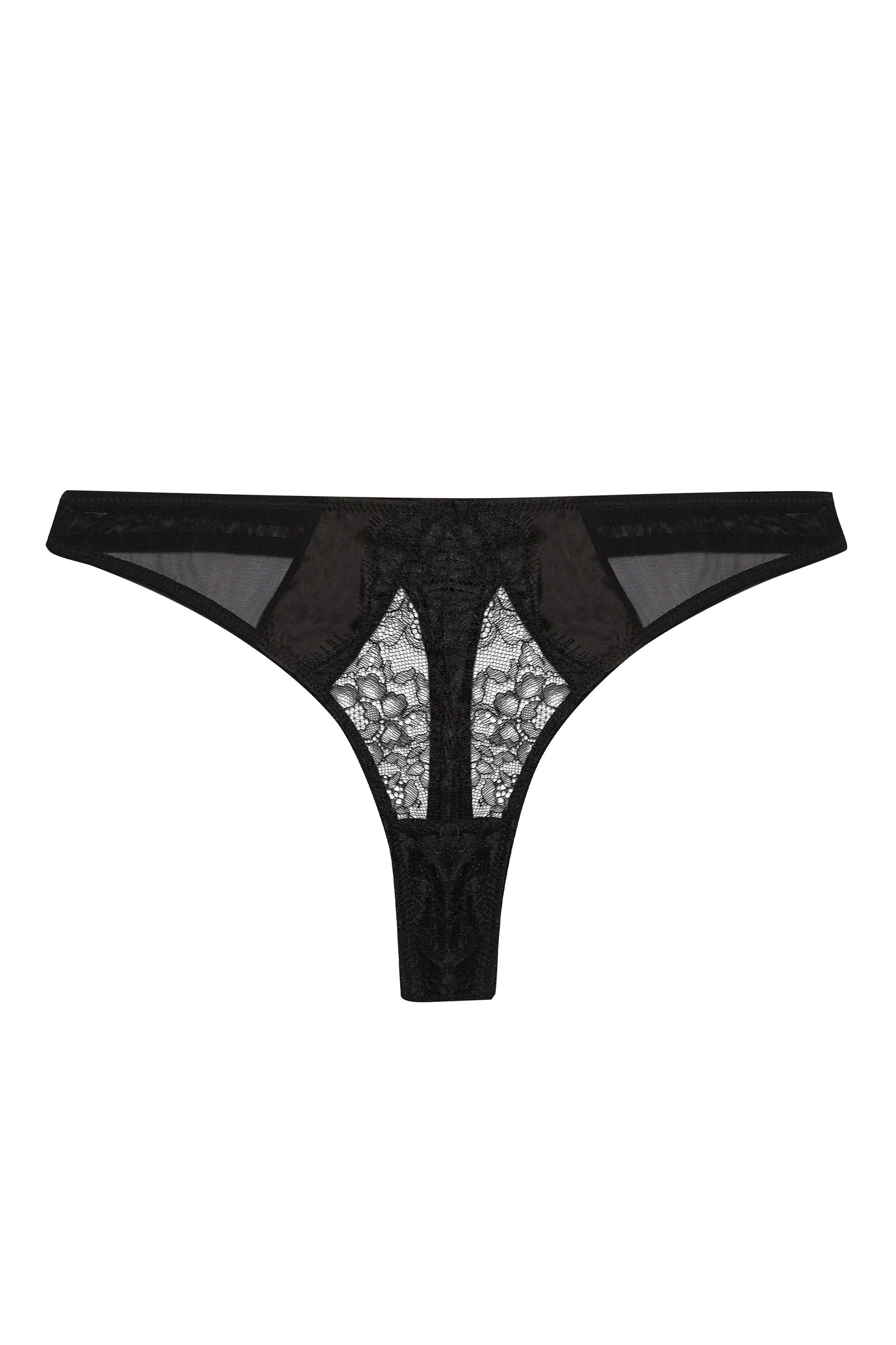 Fabrice Black Lace And Mesh Thong