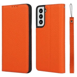 For Samsung Galaxy S21 5G Litchi Texture Horizontal Flip Top Layer Cowhide Leather Case with Holder
