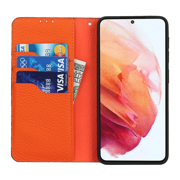 For Samsung Galaxy S21 5G Litchi Texture Horizontal Flip Top Layer Cowhide Leather Case with Holder
