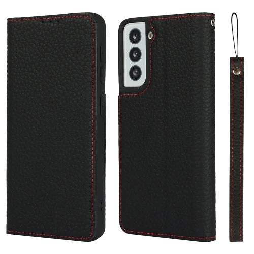 For Samsung Galaxy S21 5G Litchi Texture Horizontal Flip Top Layer Cowhide Leather Case with Holder