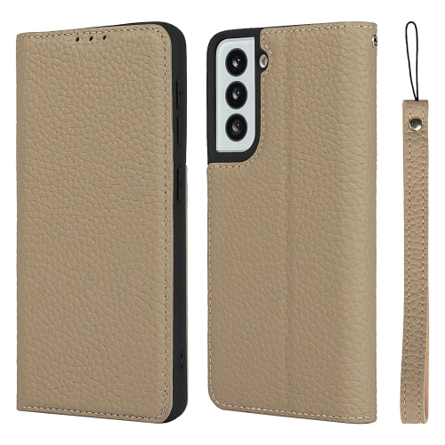 For Samsung Galaxy S21 5G Litchi Texture Horizontal Flip Top Layer Cowhide Leather Case with Holder
