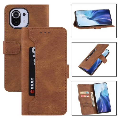 For Xiaomi Mi 11 Reverse Buckle Horizontal Flip PU Leather Case with Holder  Card Slot