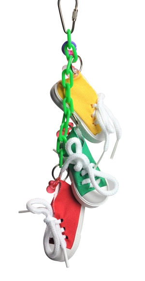 Happy Beaks Sneakers On A Line Bird Toy