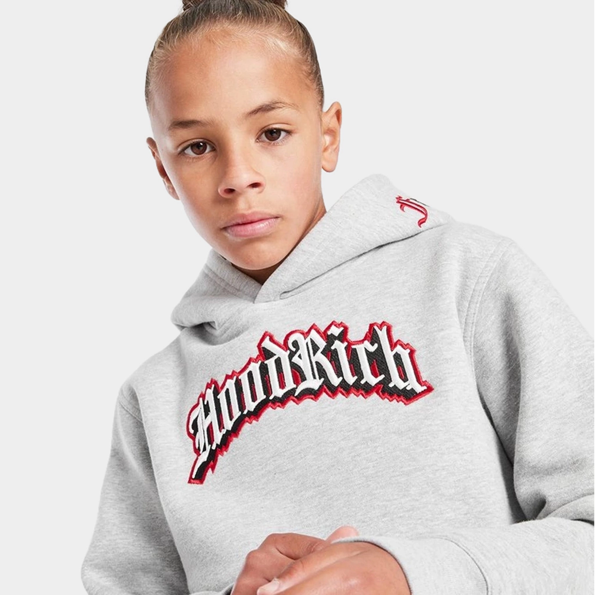 Hoodrich Juniors' Gothic Pullover Hoodie Heather Grey / White - Lychee