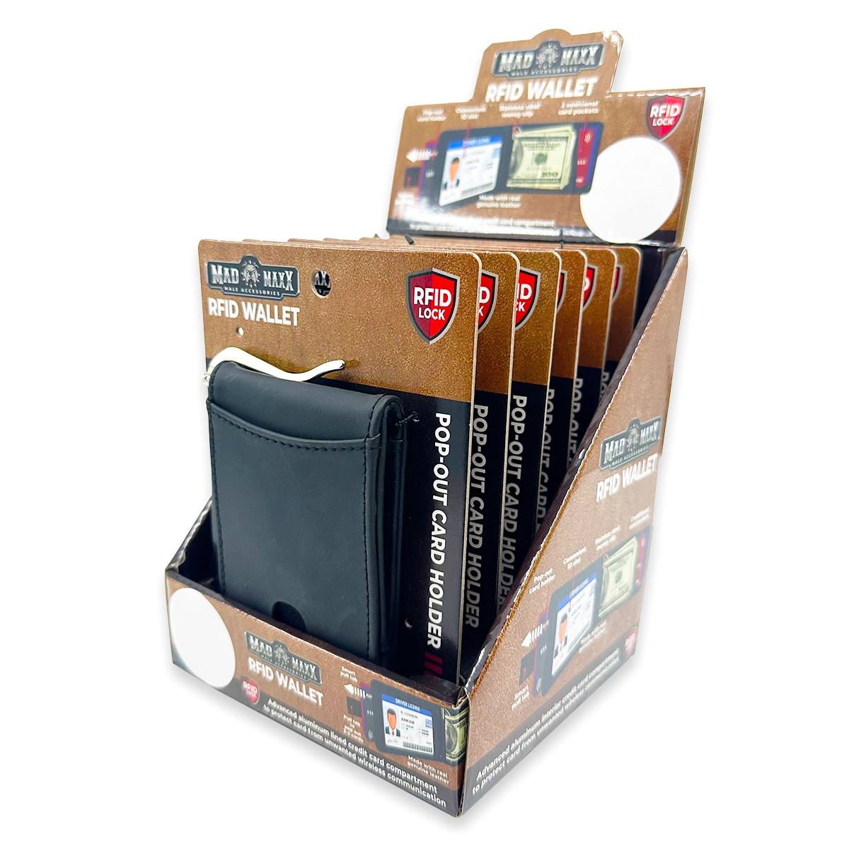 Leather RFID Blocking Ultra Slim Wallet - 6 Pieces Per Retail Ready Display 24003