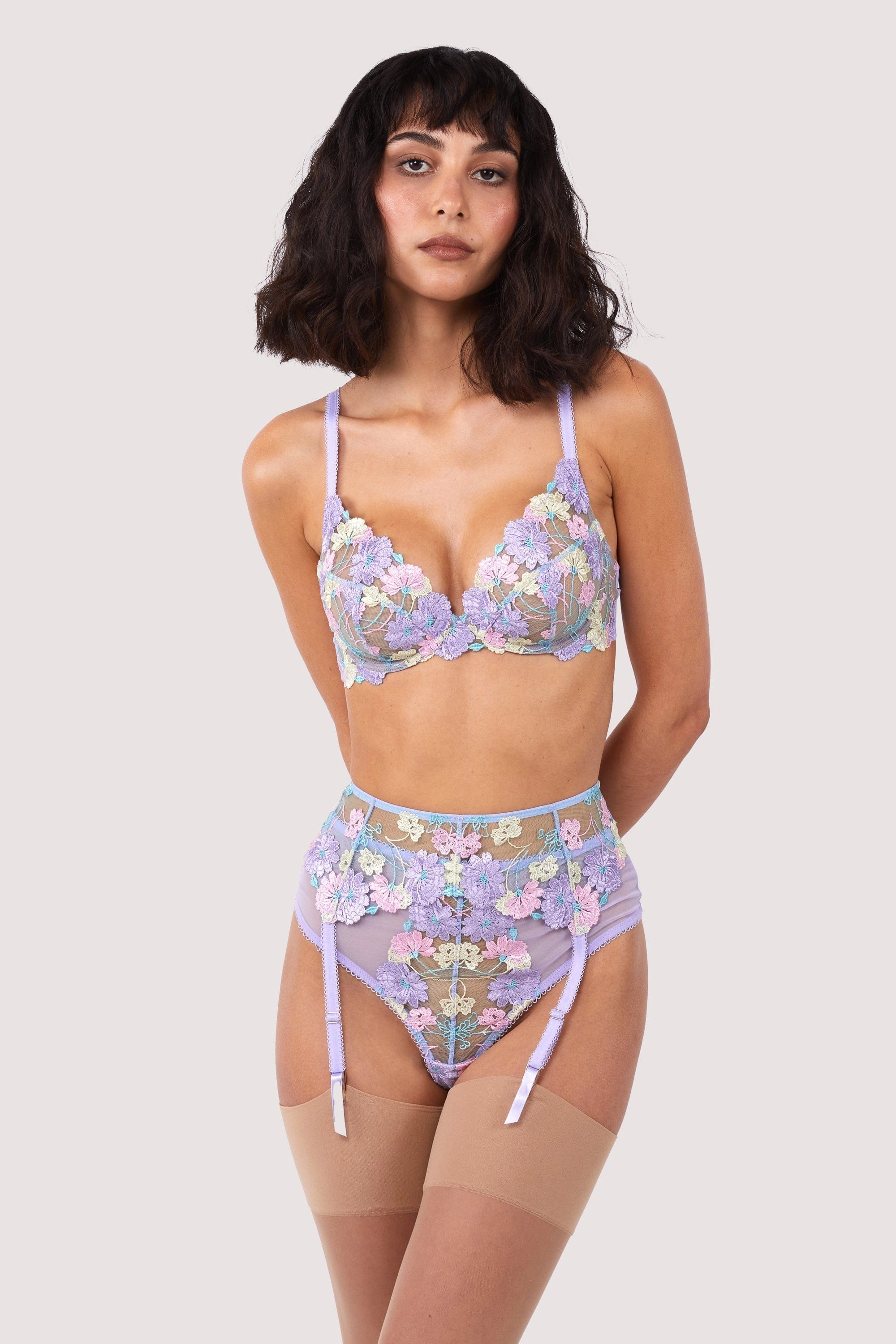 Luna Pastel Embroidered Picot Elastic Suspender