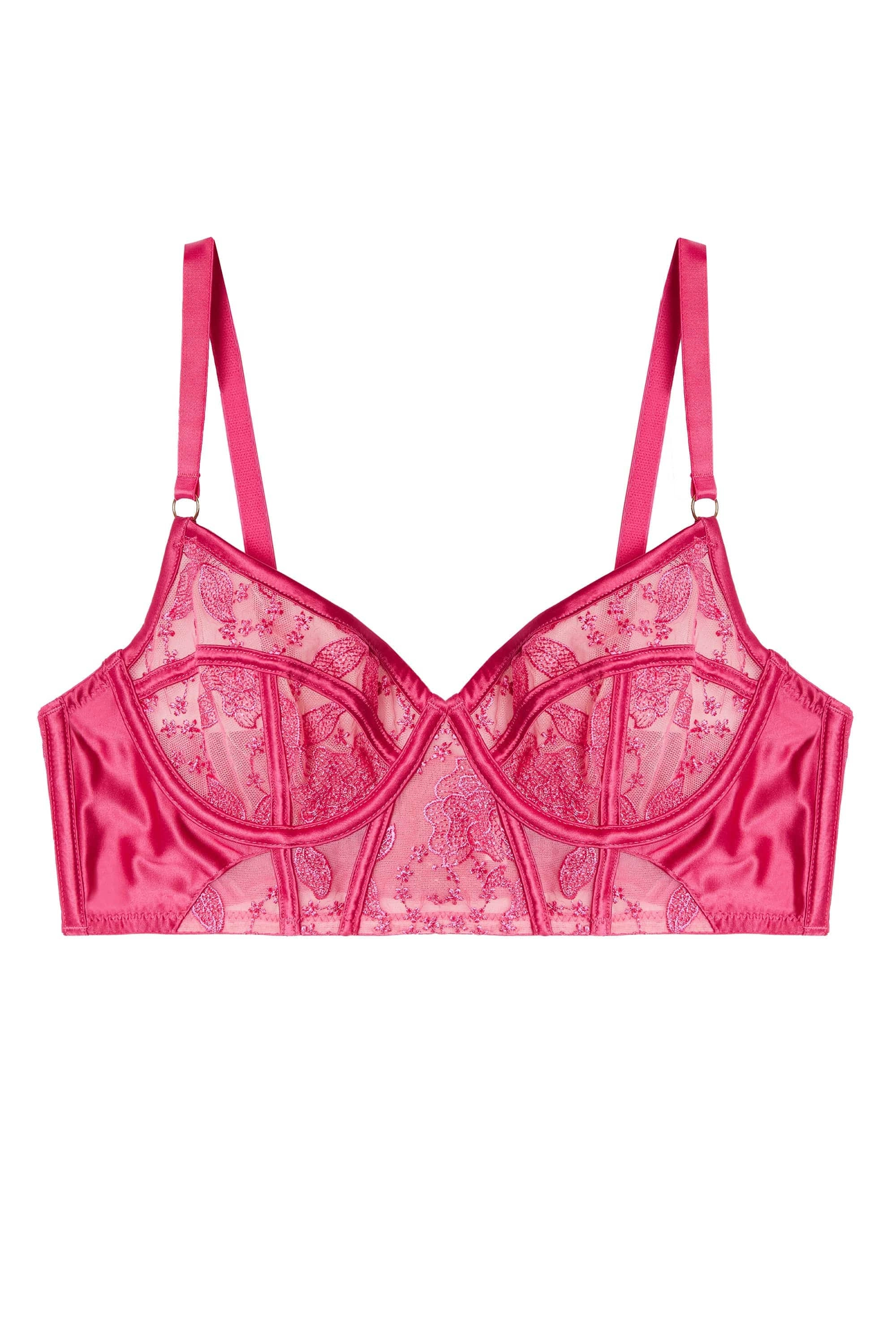 Lyra Pink Longline Embroidery Bra