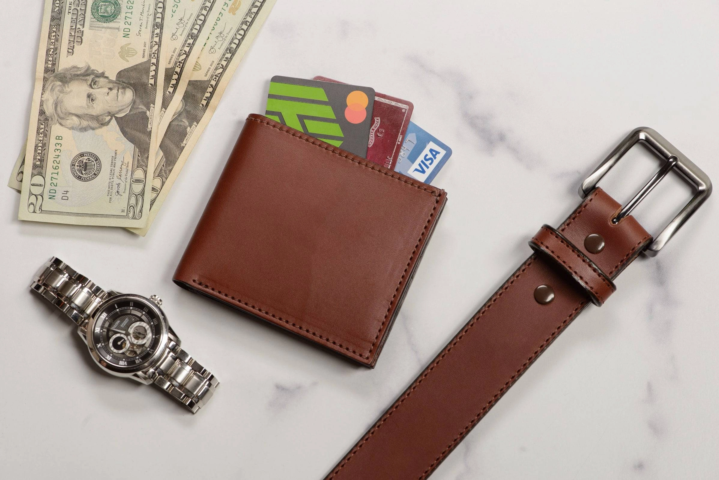 Medium Brown Premium Leather 8 Card Slot Bifold Wallet