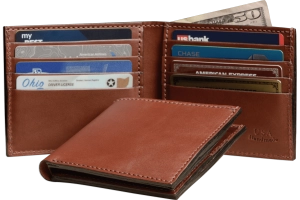 Medium Brown Premium Leather 8 Card Slot Bifold Wallet