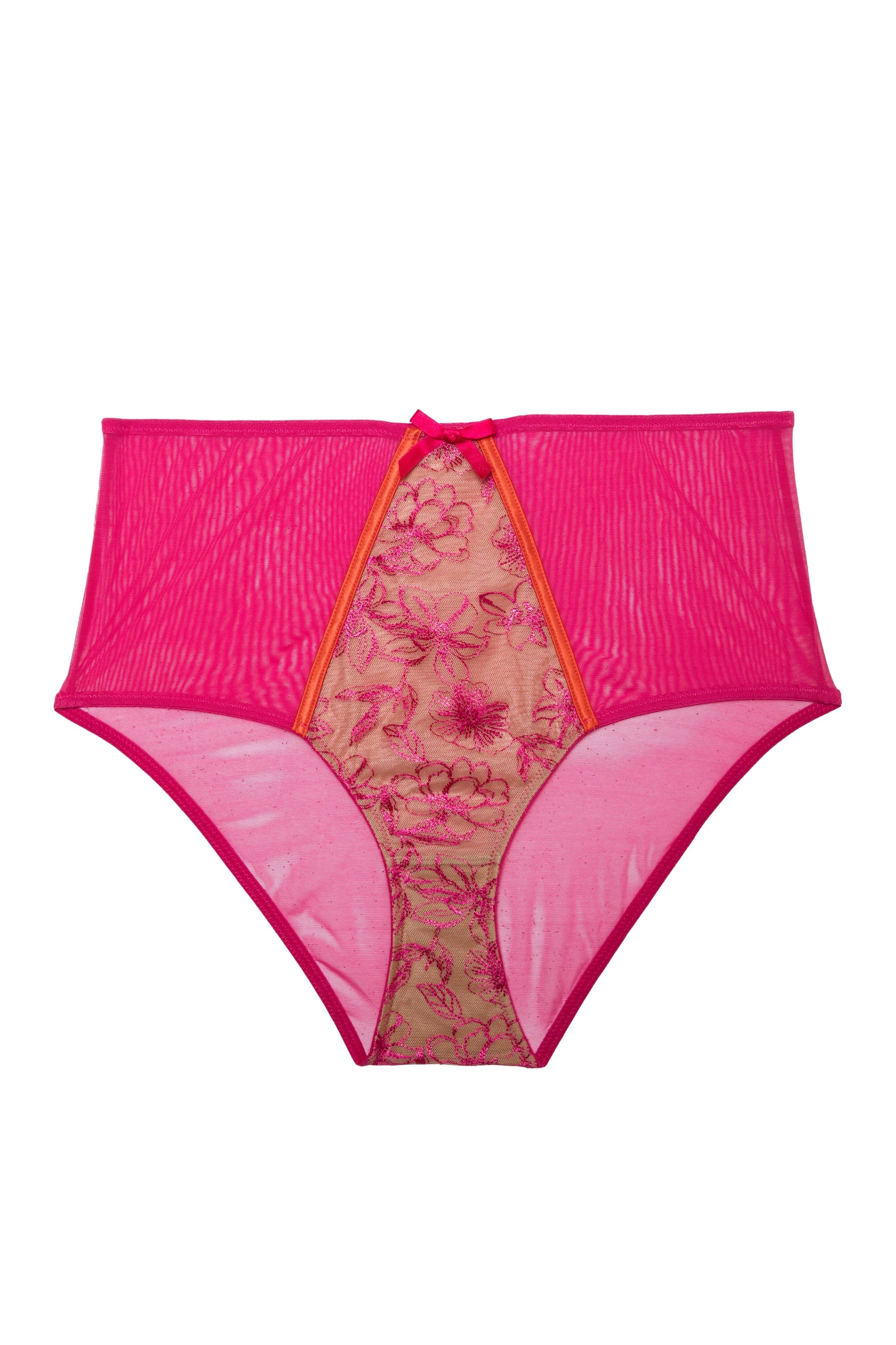 Olivia Pink Contrast Embroidery High Waist Brief