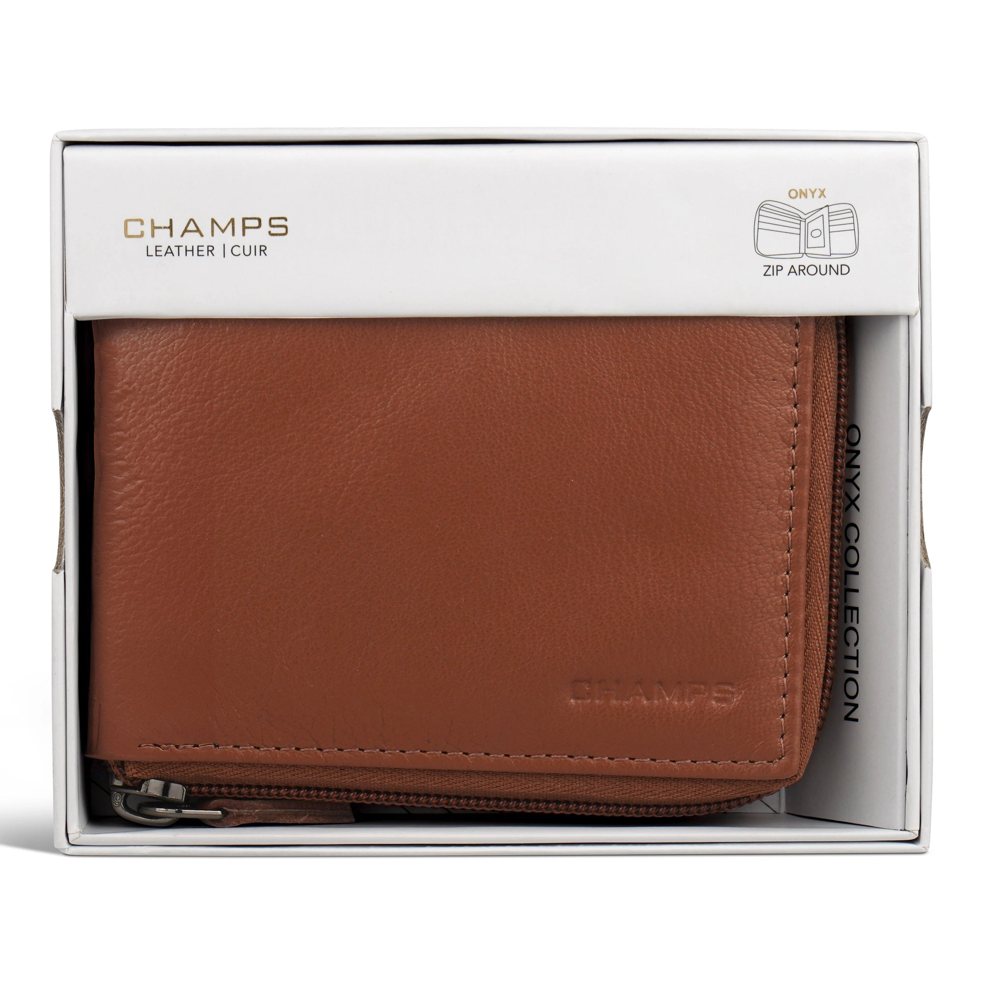 Onyx / Leather Zip Around Wallet *Drop Ship*
