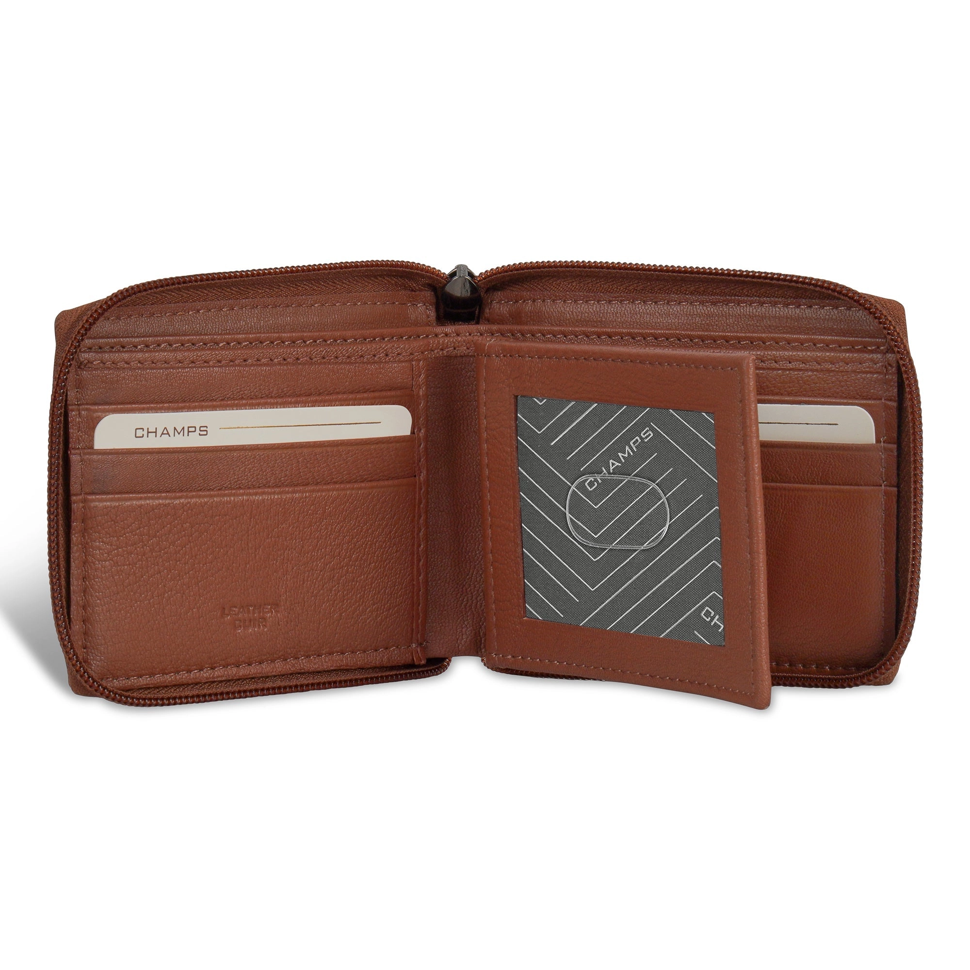 Onyx / Leather Zip Around Wallet *Drop Ship*