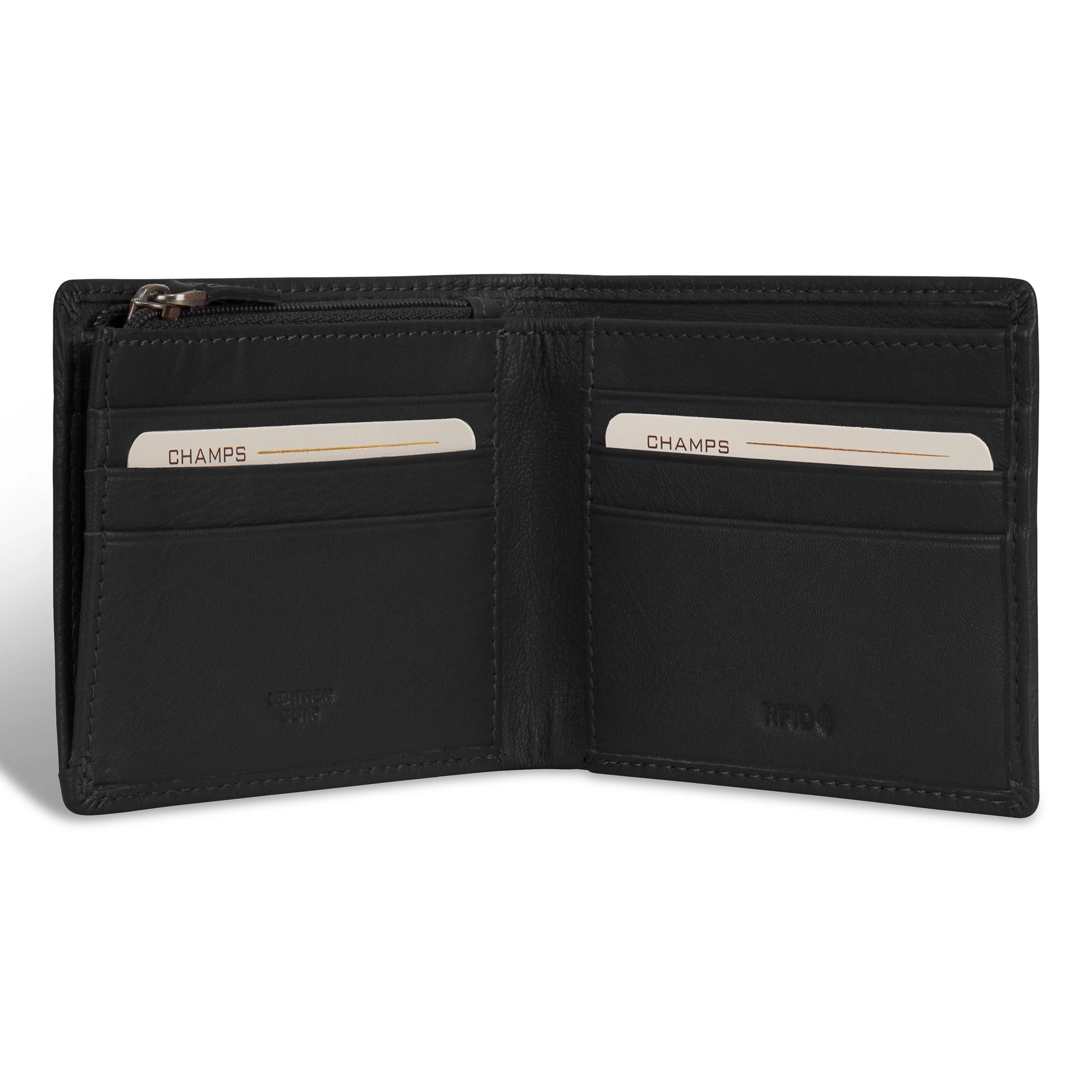 Onyx / Leather Zip Bi-Fold Wallet *Drop Ship*
