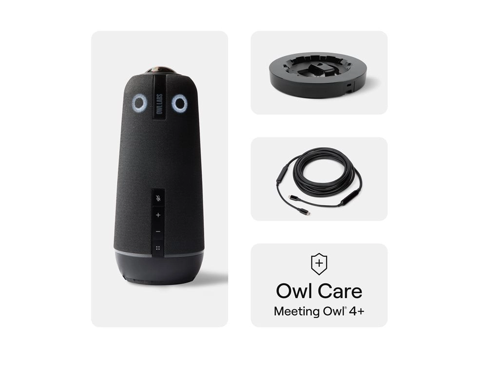 Owl Labs Meeting Owl 4  - Premium Pack - video conferencing device - with Owl Care - with Owl 4  Stand BND405-0001