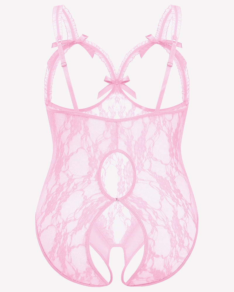 Plus Size Crotchless Exotic Lace Teddies