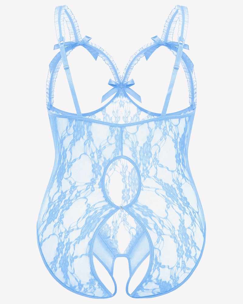 Plus Size Crotchless Exotic Lace Teddies