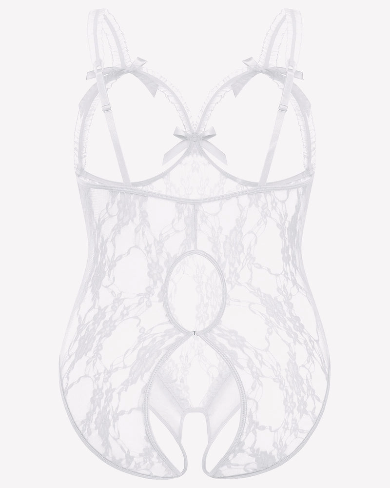 Plus Size Crotchless Exotic Lace Teddies