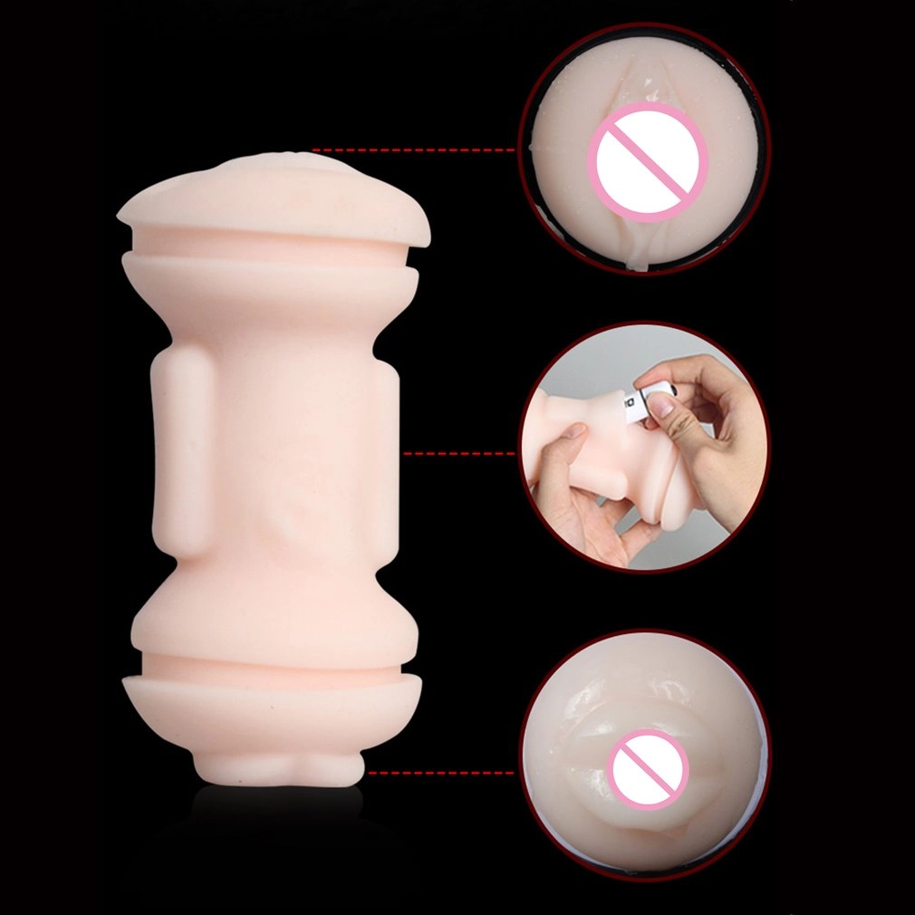 Portable Vagina Real Pussy Masturbator for Men Double Hole Masturbador Soft TPE Oral Vaginal Cup Vibrator