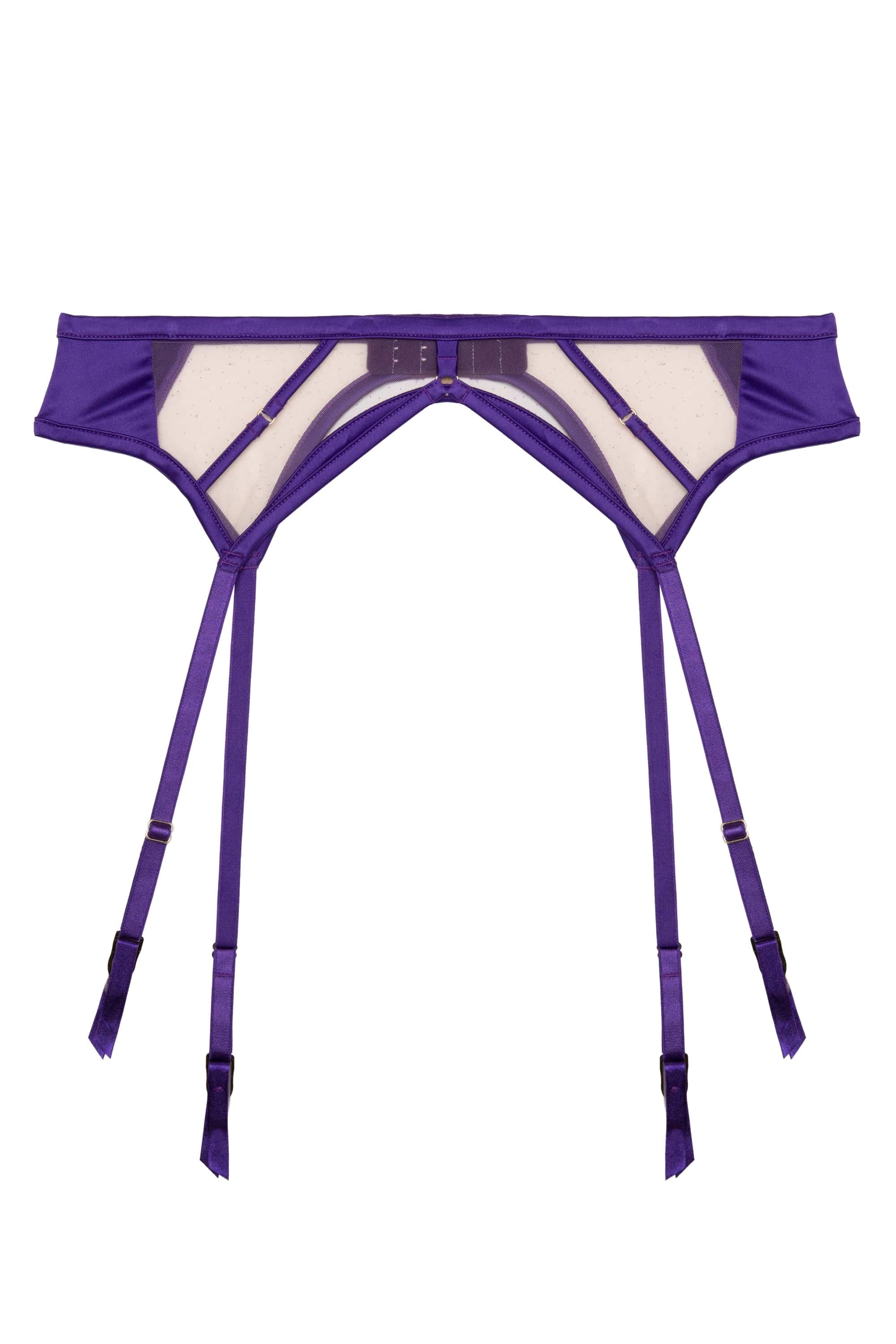 Ramona Purple Strap Detail Illusion Mesh Suspender