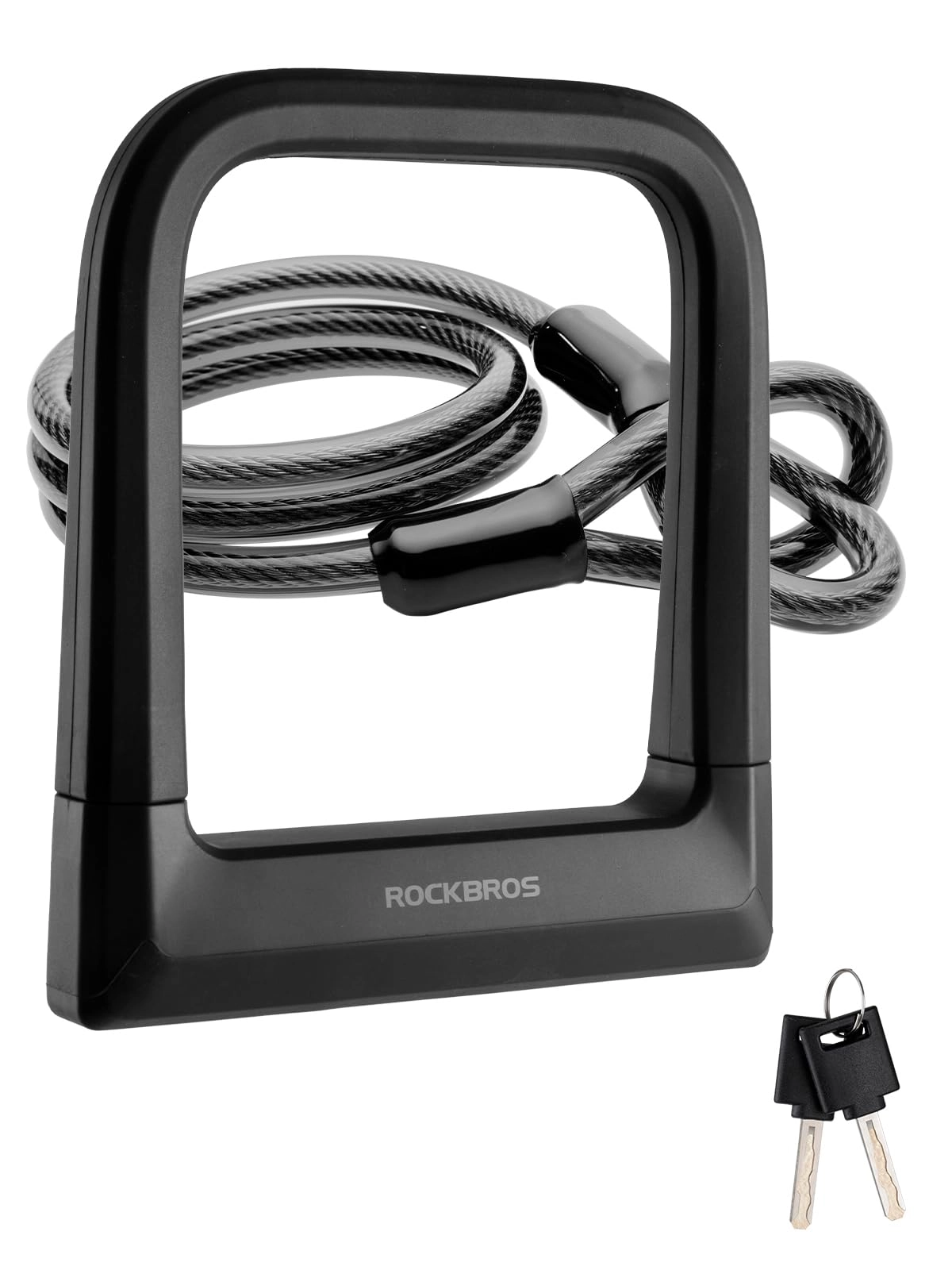 ROCKBROS Bike Lock Set Heavy Duty Bike U Lock with 4 Ft Security Steel Cable