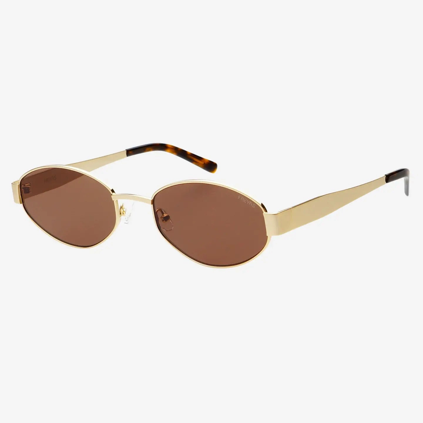 Soho Womens Oval Sunglasses in Gold/Brown