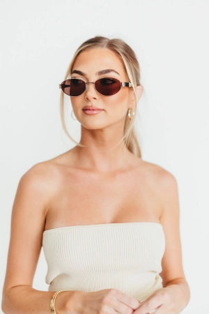 Soho Womens Oval Sunglasses in Gold/Brown