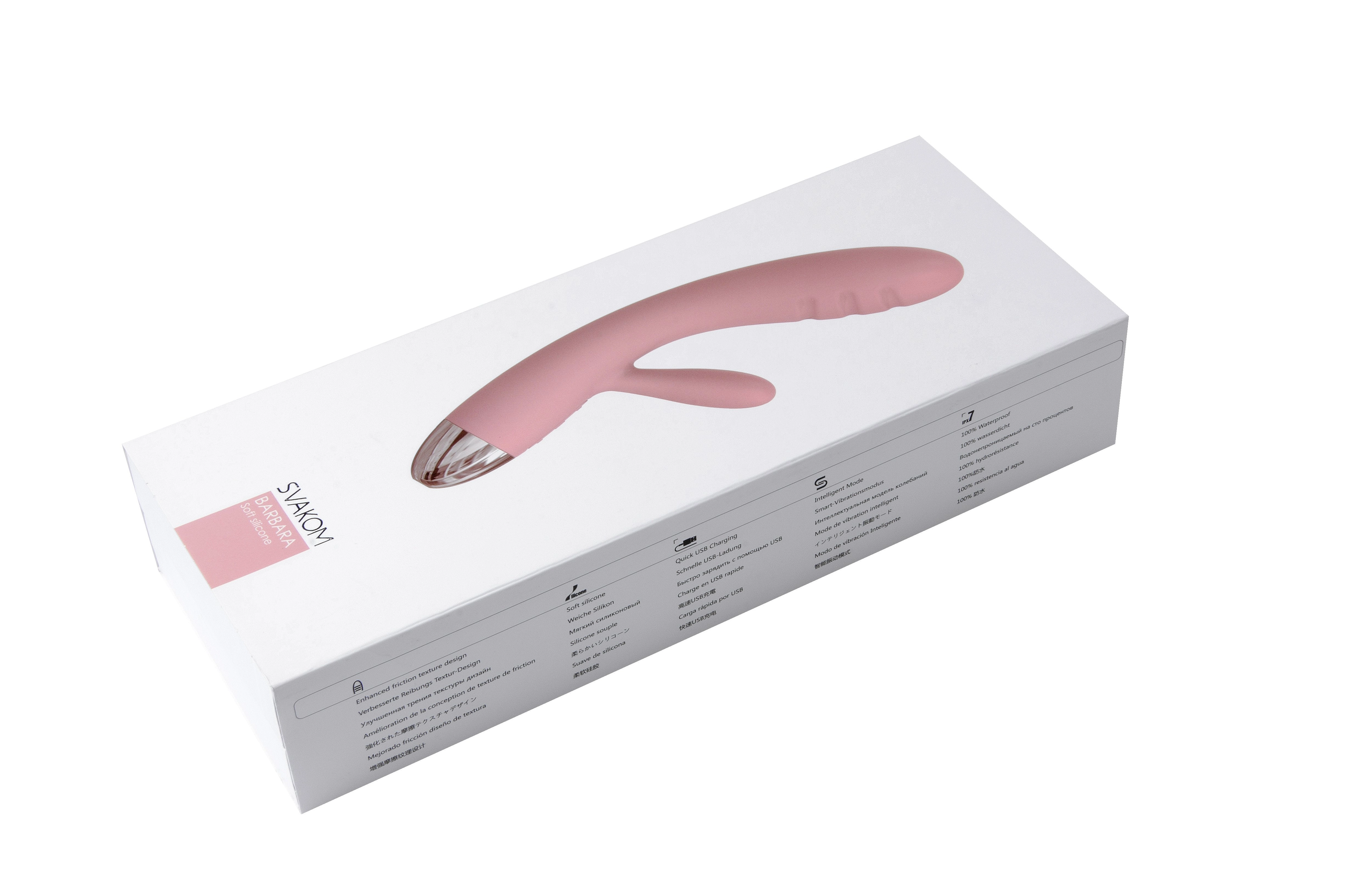 SVAKOM Barbara Rechargeable Ribbed Dual Stimulating Massager Pale Pink