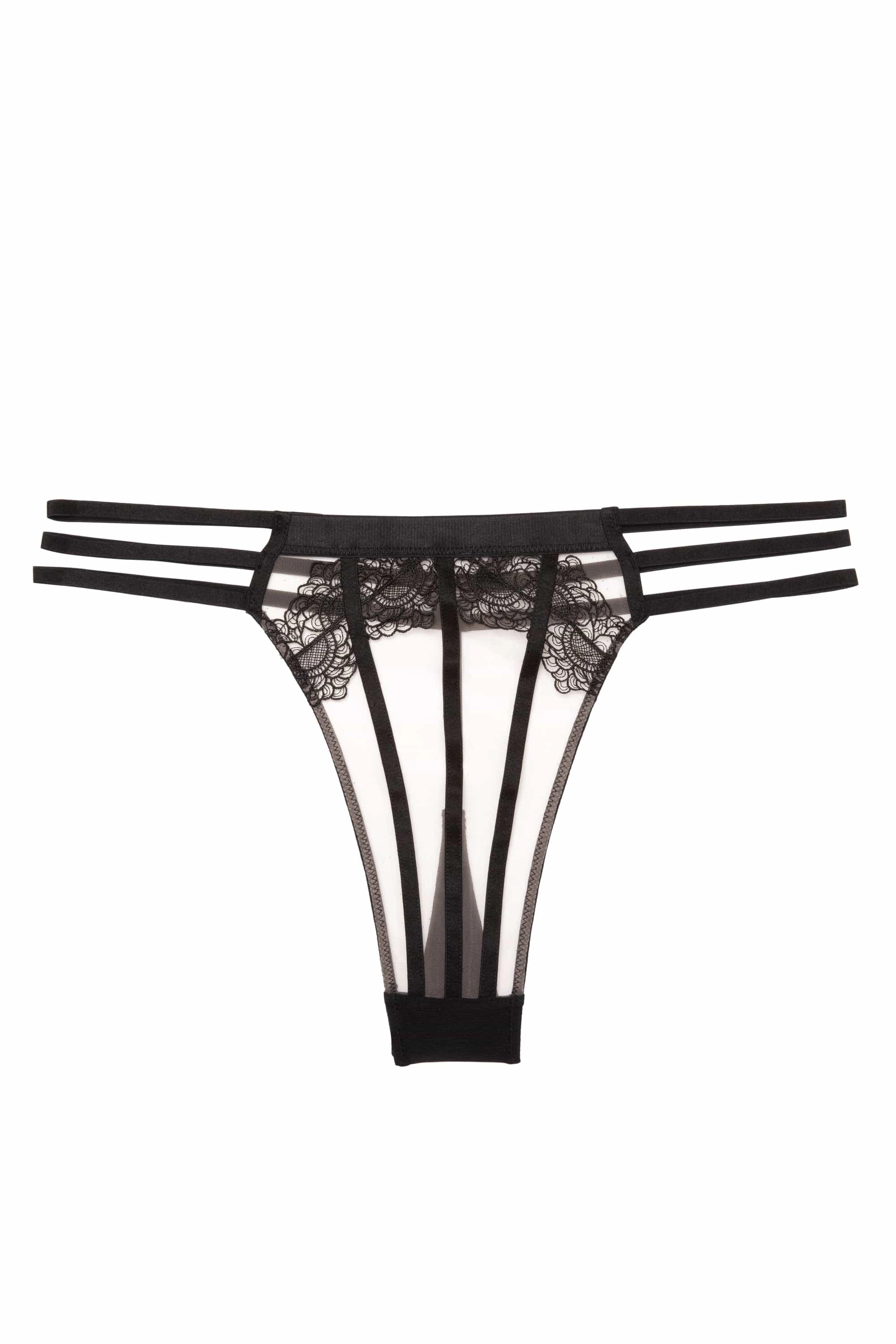 Tasha Black Illusion Mesh Thong