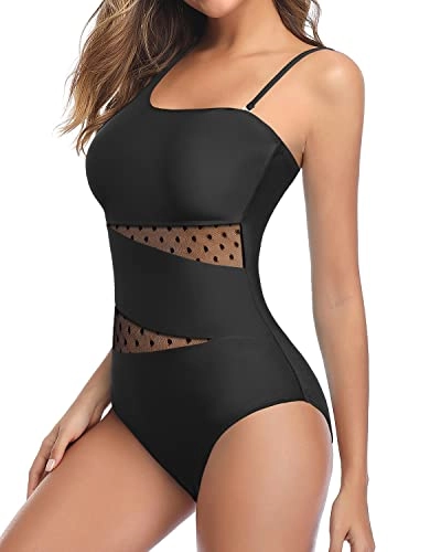 Women's Sexy One Shoulder Backless Swimsuit Removable Padded Tummy Control Swimwear