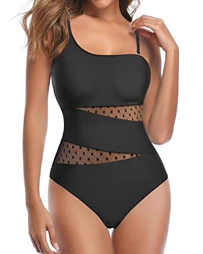 Women's Sexy One Shoulder Backless Swimsuit Removable Padded Tummy Control Swimwear