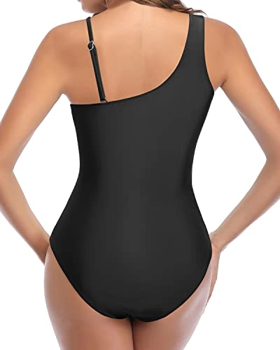 Women's Sexy One Shoulder Backless Swimsuit Removable Padded Tummy Control Swimwear